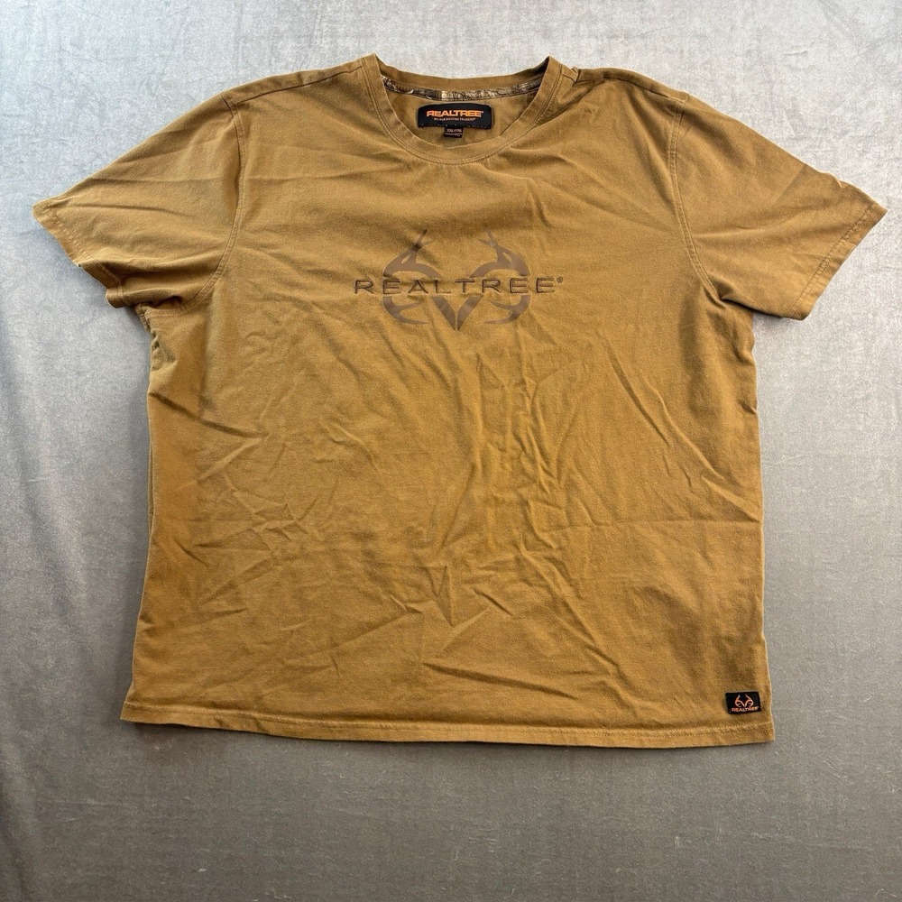 Realtree Logo Graphic T Shirt Brown Hunting Outdoor Men's XXL
